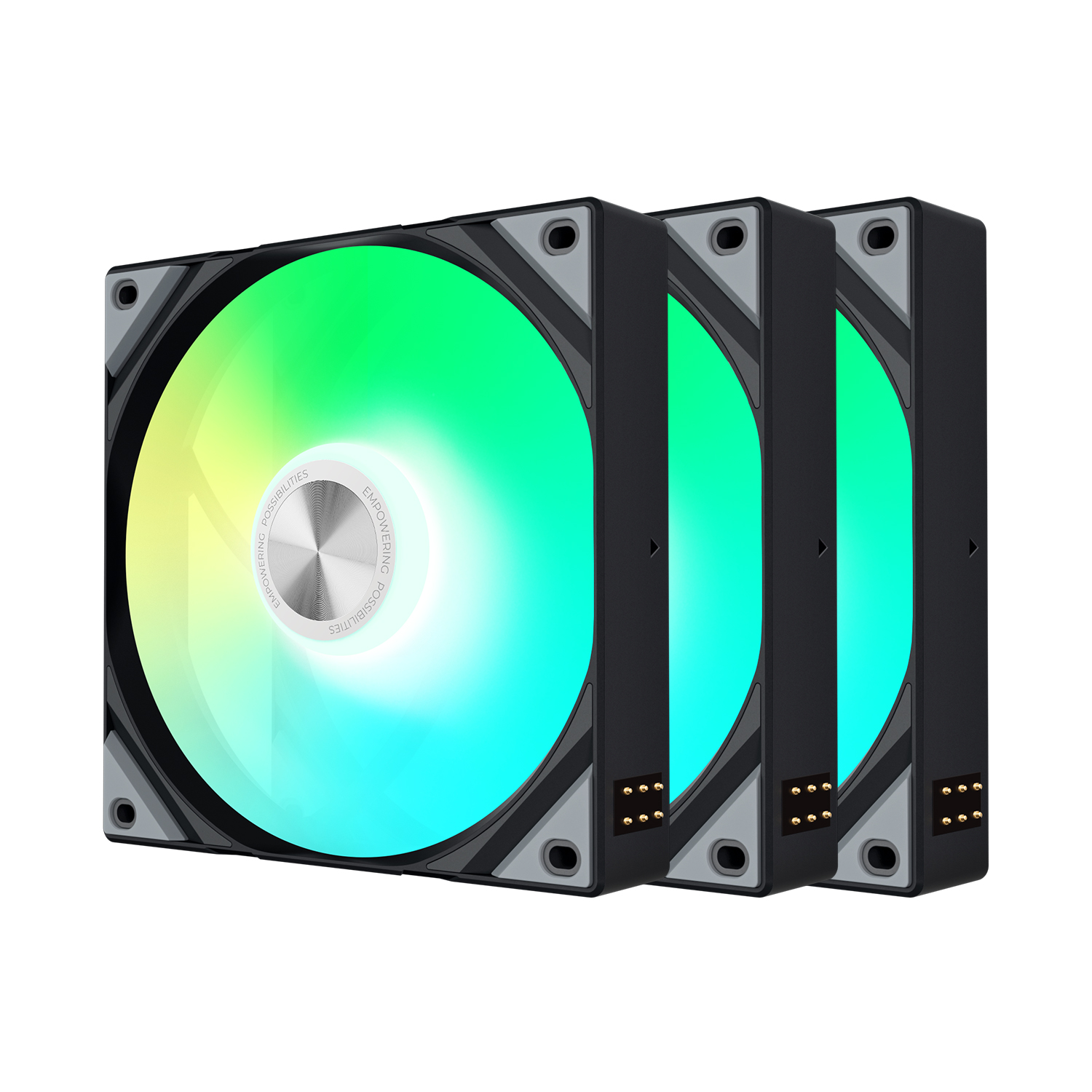 TRYX ROTA SL ARGB 120 Triple Pack Black Fan - Regular Flow, 3x120mm PWM, Daisy Chain Magnetic Connection 2 TRYX ROTA SL ARGB 120 Triple Pack Black Fan - Regular Flow, 3x120mm PWM, Daisy Chain Magnetic Connection