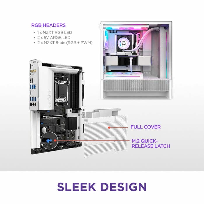 NZXT N7 B850 White ATX Gaming Wi-Fi (N7-B850-W1) Mainboard 8 NZXT N7 B850 White ATX Gaming Wi-Fi (N7-B850-W1) Mainboard