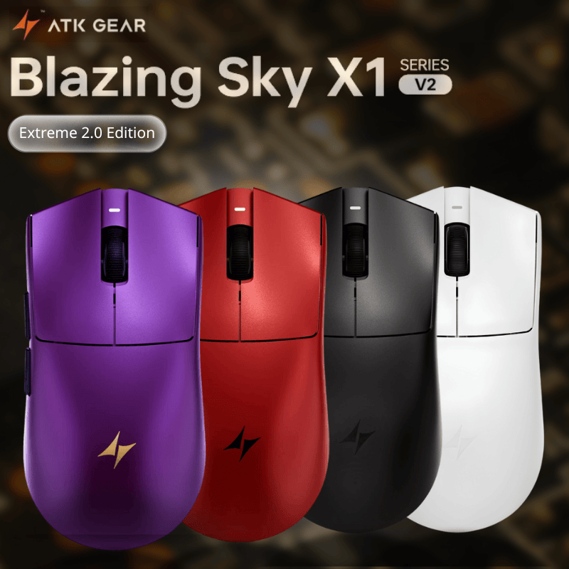 ATK Blazing Sky X1 V2 Extreme (8K dongle included) Gaming Mouse - 100% Teflon (PTFE) Feet, 0.163ms button latency, 3 modes, Omron D2FP, PAW3950 Ultra Sensor, Wireless 8000Hz, 800mAh 1 ATK Blazing Sky X1 V2 Extreme (8K dongle included) Gaming Mouse - 100% Teflon (PTFE) Feet, 0.163ms button latency, 3 modes, Omron D2FP, PAW3950 Ultra Sensor, Wireless 8000Hz, 800mAh