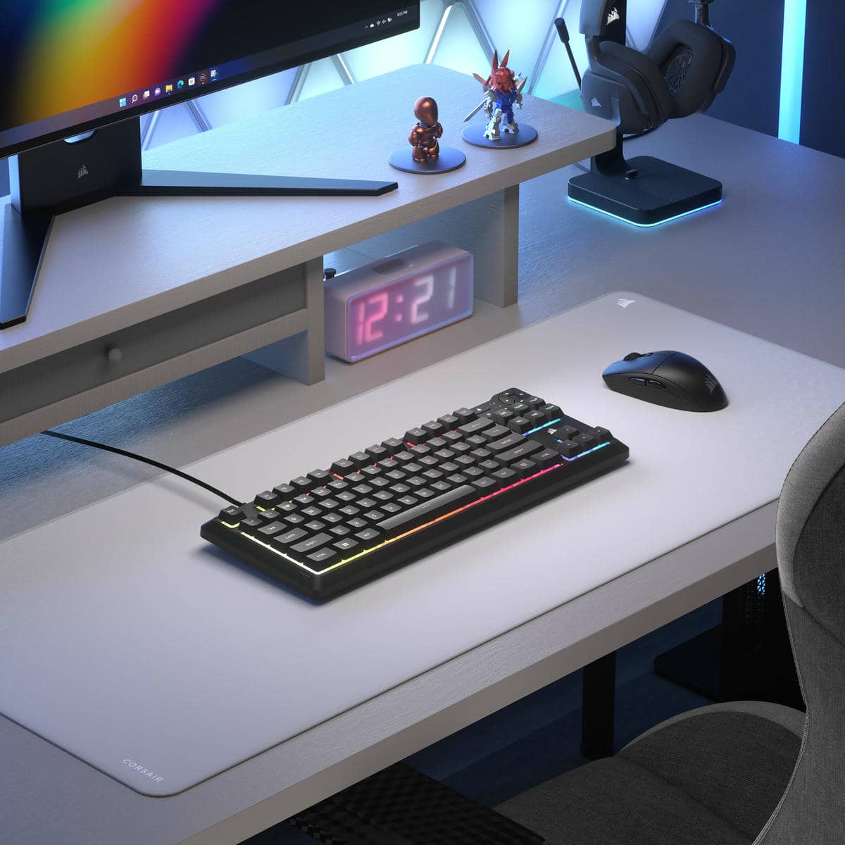 CORSAIR K55 CORE TKL RGB Gaming Keyboard - Black, Tenkeyless, 8-Zone RGB, Quiet Membrane Keys, Spill Resistant, Media Keys, 1000Hz Polling 41 K55 CORE TKL 03 RIGHT