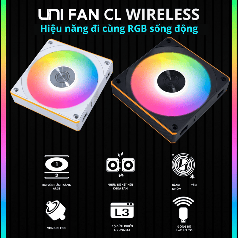 Lian Li UNI FAN CL Wireless 120-3 Triple Black Fan (12CL1W3B) - 3×120 mm, ARGB, FDB, 1x L-Wireless Controller 5 Lian Li UNI FAN CL Wireless 120-3 Triple Black Fan (12CL1W3B) - 3×120 mm, ARGB, FDB, 1x L-Wireless Controller