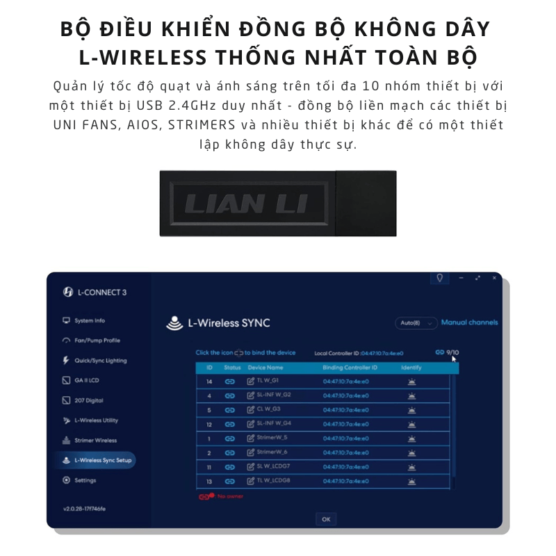 Lian Li UNI FAN CL Wireless 120-3 Triple Black Fan (12CL1W3B) - 3×120 mm, ARGB, FDB, 1x L-Wireless Controller 9 Lian Li UNI FAN CL Wireless 120-3 Triple Black Fan (12CL1W3B) - 3×120 mm, ARGB, FDB, 1x L-Wireless Controller