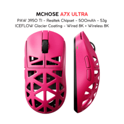 MCHOSE A7X Ultra Magnesium Alloy Wireless Gaming Mouse - 53g ICEFLOW Glacier Coating, PAW3950TI Sensor, Wired 8K + NANO Wireless 8K, 42000 DPI, 750 IPS 8 MCHOSE A7X ULTRA pic 1