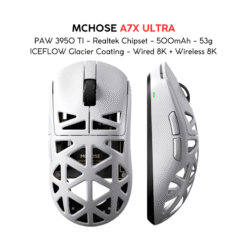 MCHOSE A7X Ultra Magnesium Alloy Wireless Gaming Mouse - 53g ICEFLOW Glacier Coating, PAW3950TI Sensor, Wired 8K + NANO Wireless 8K, 42000 DPI, 750 IPS 9 MCHOSE A7X ULTRA pic 6