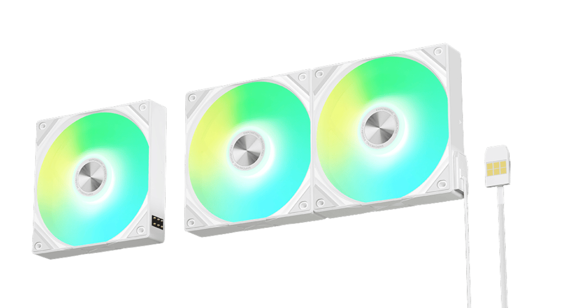 TRYX ROTA SL ARGB Reverse 120 Triple Pack White Fan - Reverse Flow, 3x120mm PWM, Daisy Chain Magnetic Connection 22 ROTA SL ARGB White bg 1