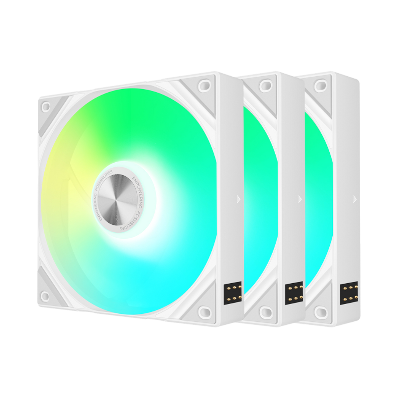 TRYX ROTA SL ARGB Reverse 120 Triple Pack White Fan - Reverse Flow, 3x120mm PWM, Daisy Chain Magnetic Connection 1 TRYX ROTA SL ARGB Reverse 120 Triple Pack White Fan - Reverse Flow, 3x120mm PWM, Daisy Chain Magnetic Connection