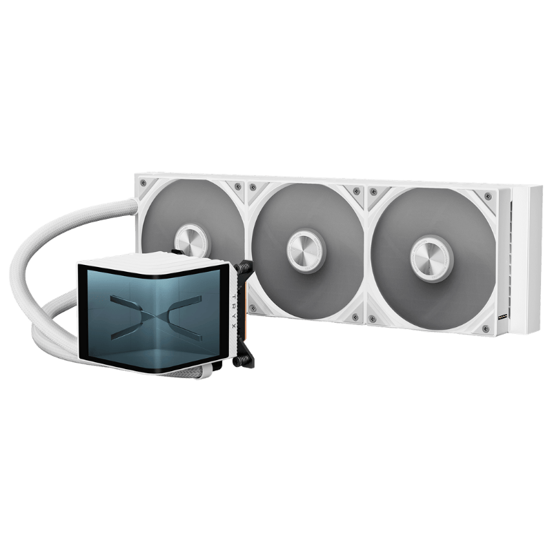 TRYX PANORAMA 360 WHITE AIO Liquid CPU Cooler - 6.5inch curved screen, 360mm radiator, Asetek Adela pump 1 TRYX PANORAMA 360 WHITE AIO Liquid CPU Cooler - 6.5inch curved screen, 360mm radiator, Asetek Adela pump