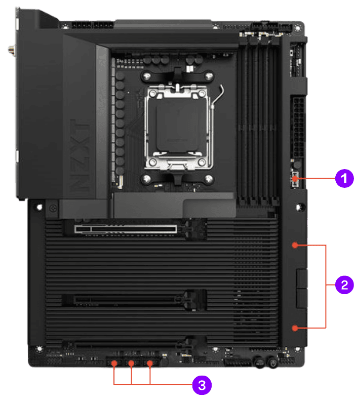 NZXT N7 B850 White ATX Gaming Wi-Fi (N7-B850-W1) Mainboard 24 internal io