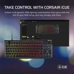CORSAIR K55 CORE TKL RGB Gaming Keyboard - Black, Tenkeyless, 8-Zone RGB, Quiet Membrane Keys, Spill Resistant, Media Keys, 1000Hz Polling 18 k55 core tkl blk 07
