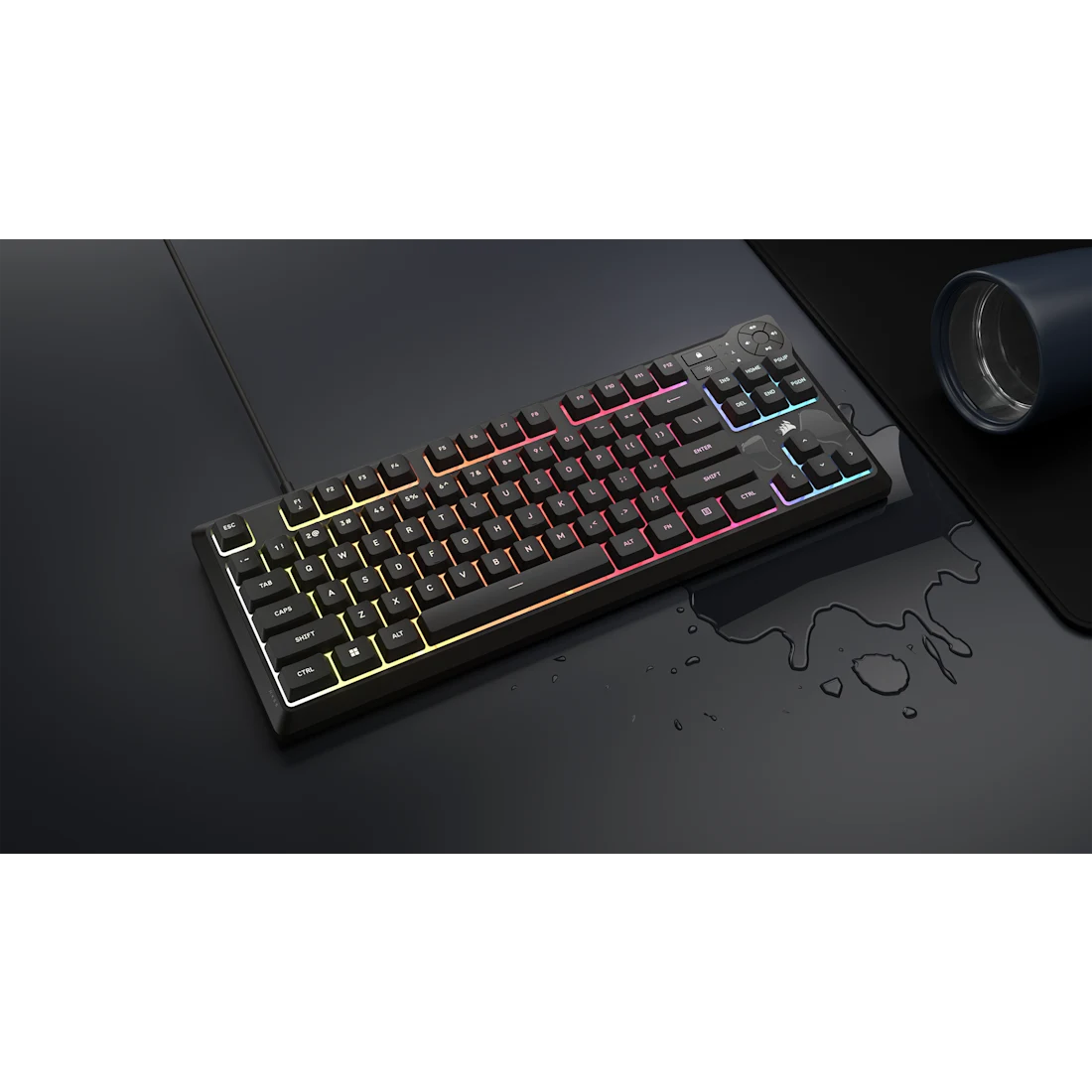 CORSAIR K55 CORE TKL RGB Gaming Keyboard - Black, Tenkeyless, 8-Zone RGB, Quiet Membrane Keys, Spill Resistant, Media Keys, 1000Hz Polling 11 CORSAIR K55 CORE TKL RGB Gaming Keyboard - Black, Tenkeyless, 8-Zone RGB, Quiet Membrane Keys, Spill Resistant, Media Keys, 1000Hz Polling