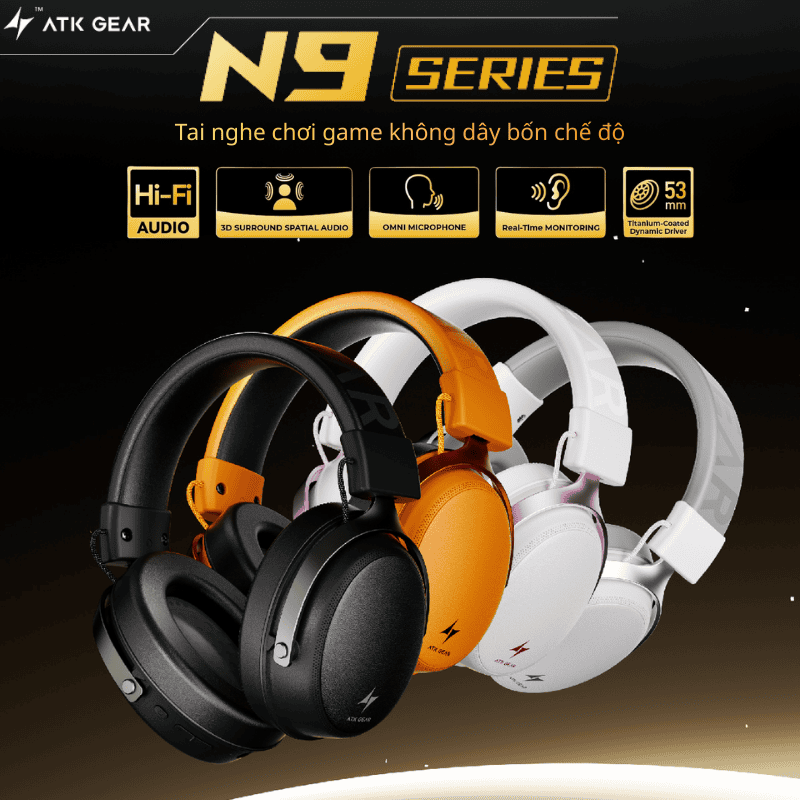 ATK Neptune N9 Pro Esports Gaming Wireless Headset - Noise-canceling, 4 modes, 130h Battery 1 ATK Neptune N9 Pro Esports Gaming Wireless Headset - Noise-canceling, 4 modes, 130h Battery