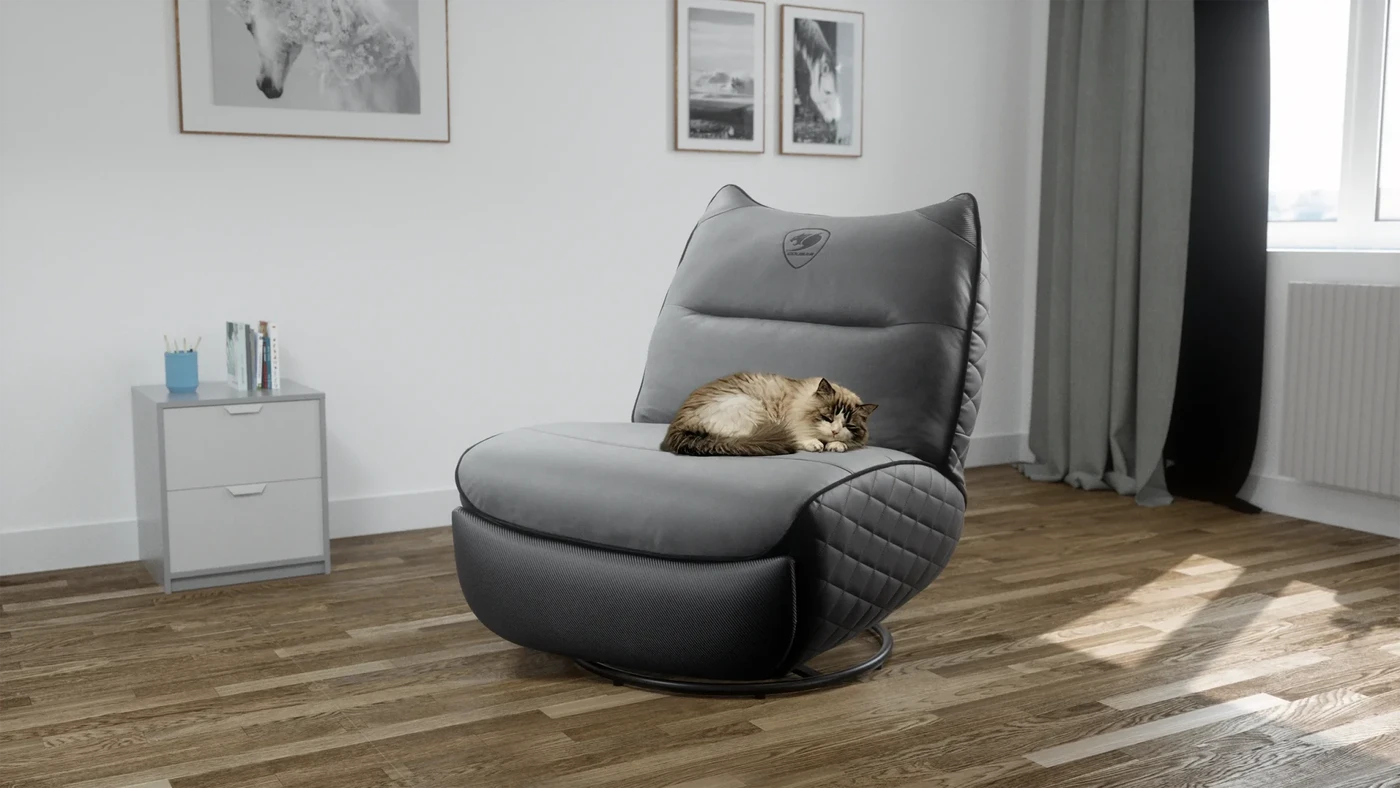 Cougar OVERLORD NEO Gaming Sofa Chair - Leather-like fabric + PVC leatherette, Grey Black, 150kg weight support 36 OVERLORD NEO Banner1 2048x1152 1