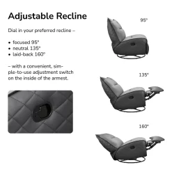 Cougar OVERLORD NEO Gaming Sofa Chair - Leather-like fabric + PVC leatherette, Grey Black, 150kg weight support 31 OVERLORD NEO zoom gallery Adjustable Recline