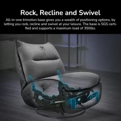 Cougar OVERLORD NEO Gaming Sofa Chair - Leather-like fabric + PVC leatherette, Grey Black, 150kg weight support 34 OVERLORD NEO zoom gallery Rock Recline and Swivel