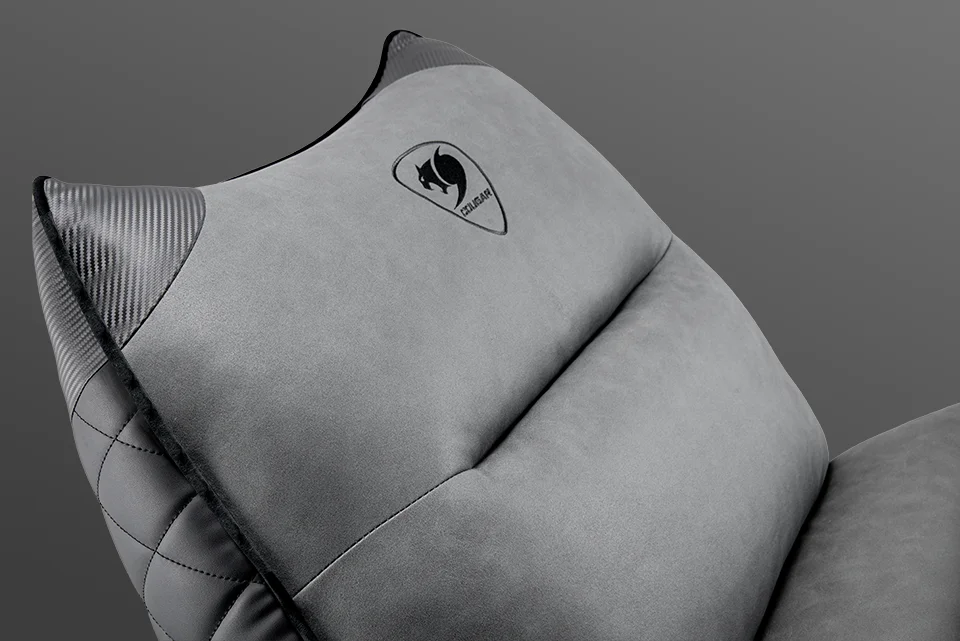 Cougar OVERLORD NEO Gaming Sofa Chair - Leather-like fabric + PVC leatherette, Grey Black, 150kg weight support 50 Demo Image