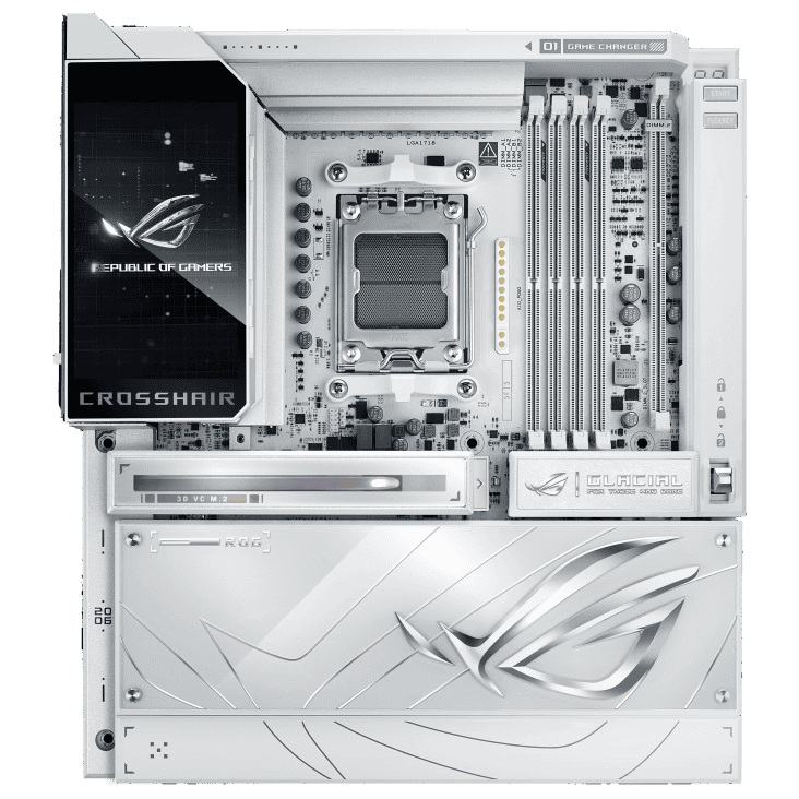ASUS ROG CROSSHAIR X870E GLACIAL WHITE Mainboard 1 ASUS ROG CROSSHAIR X870E GLACIAL WHITE Mainboard