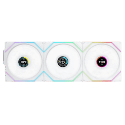 Lian Li UNI FAN TL120 LCD Wireless Reverse Blade Triple White Fan (12RTLLCD1W3W) - 3x 120mm fans, 2.4 GHz Wireless Signal for RGB & Fan Control