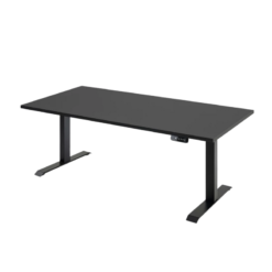 Bàn nâng hạ NiceDesign Pure Fansi MFC Laminate không đường viền, khung thép 2 động cơ (160x75cm, Mặt đen, Khung đen)