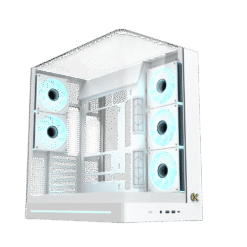 XIGMATEK PANO II ARTIC (EN48425) Mid Tower ATX Case - Full White, Curved Tempered Glass & Top Tempered Glass, No Fan